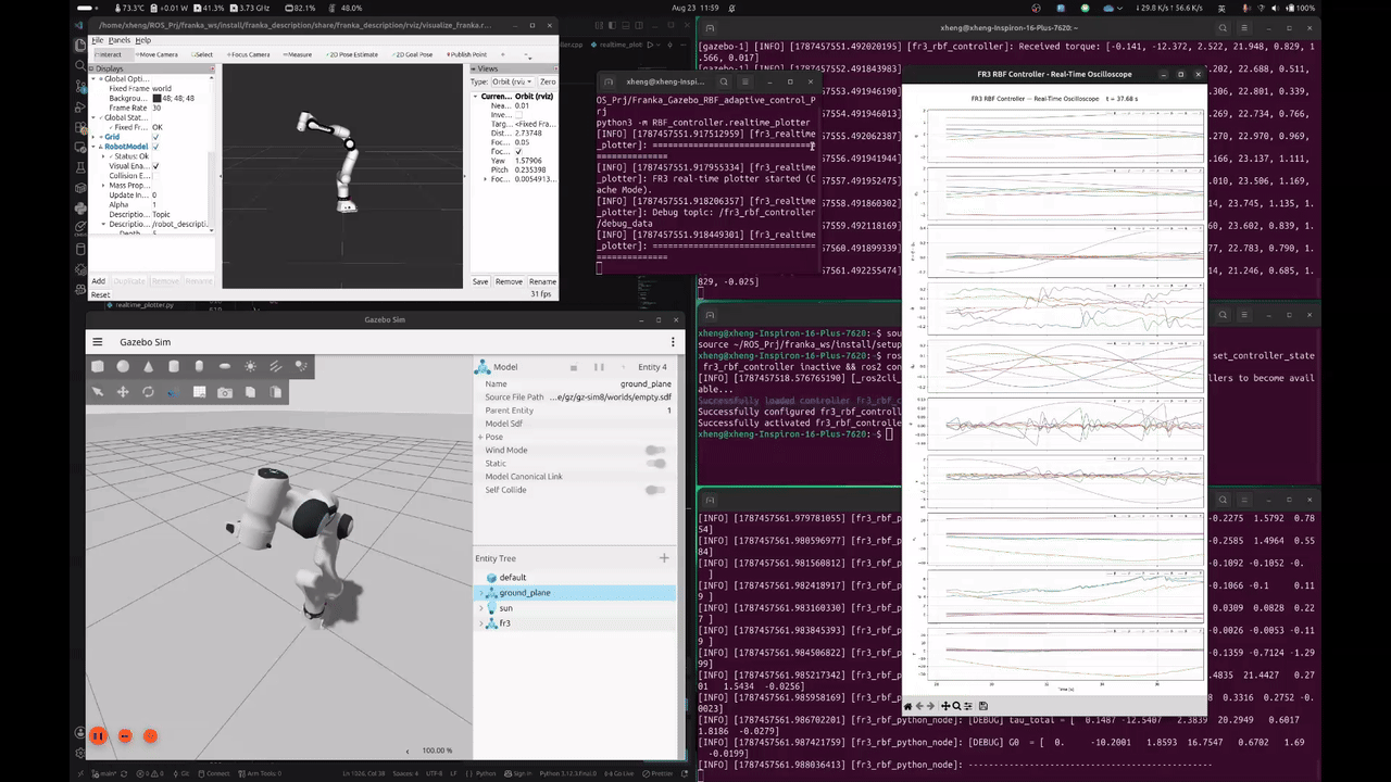 Franka FR3 adaptive control demo